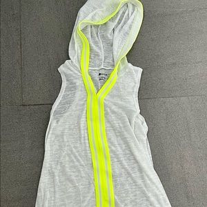 Zella Girl Sleeveless Coverup with Neon stripe and hoodie size 10-12